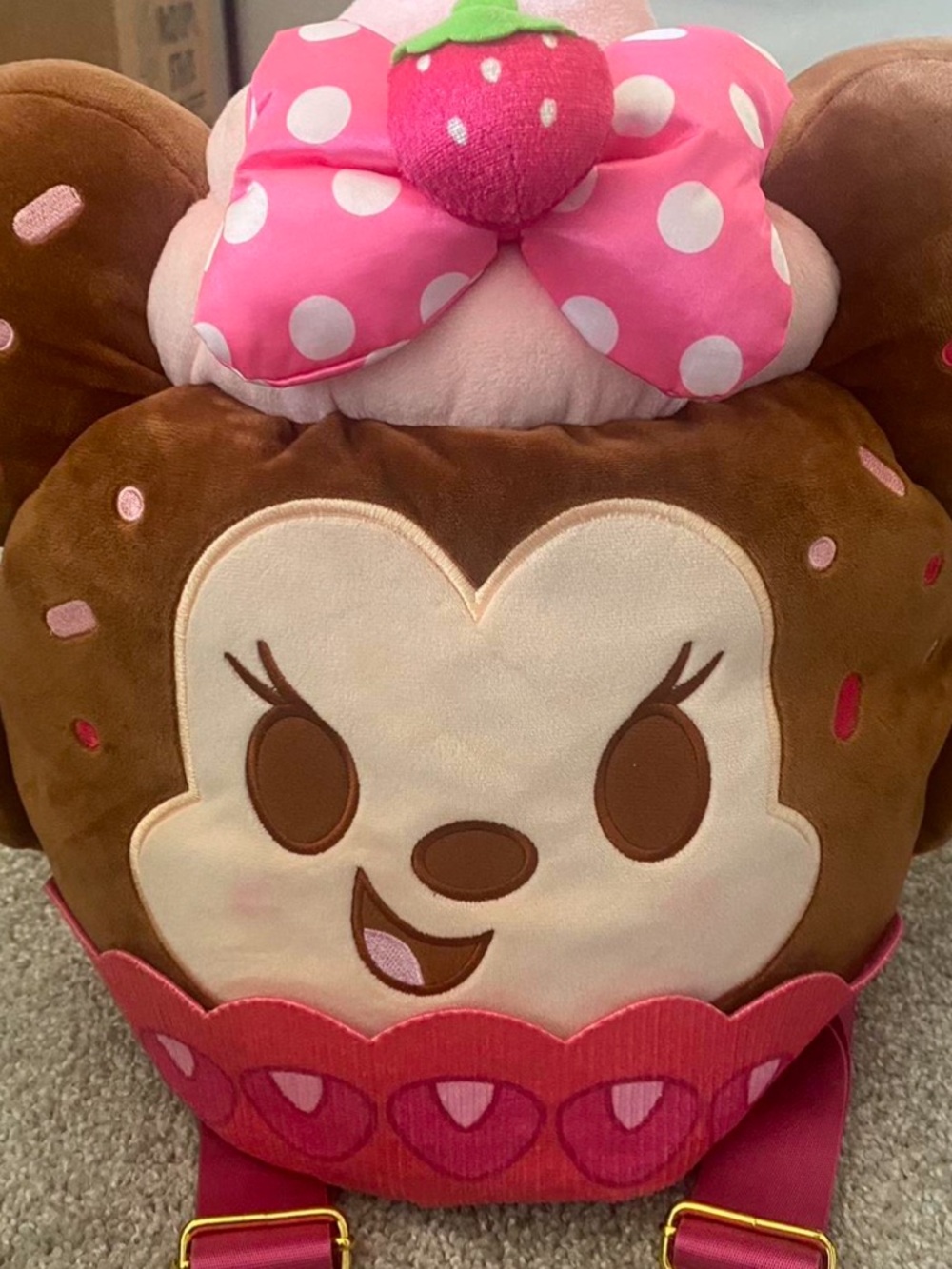 Disney Munchlings Minnie Mouse - Wild Strawberry Cupcake LARGE Plush Backpack
